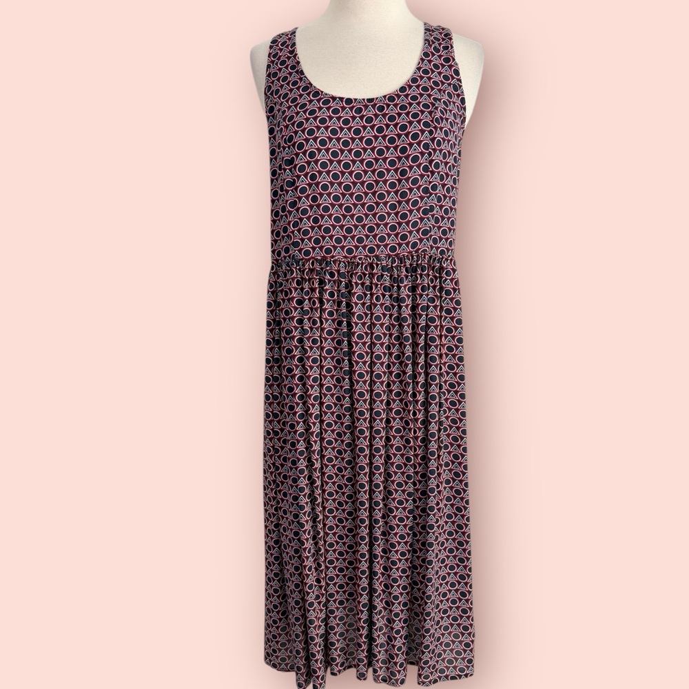 Next Beachwear Modal Geo Print Sleeveless Dress w/Pockets Women’s 12 Navy/Red